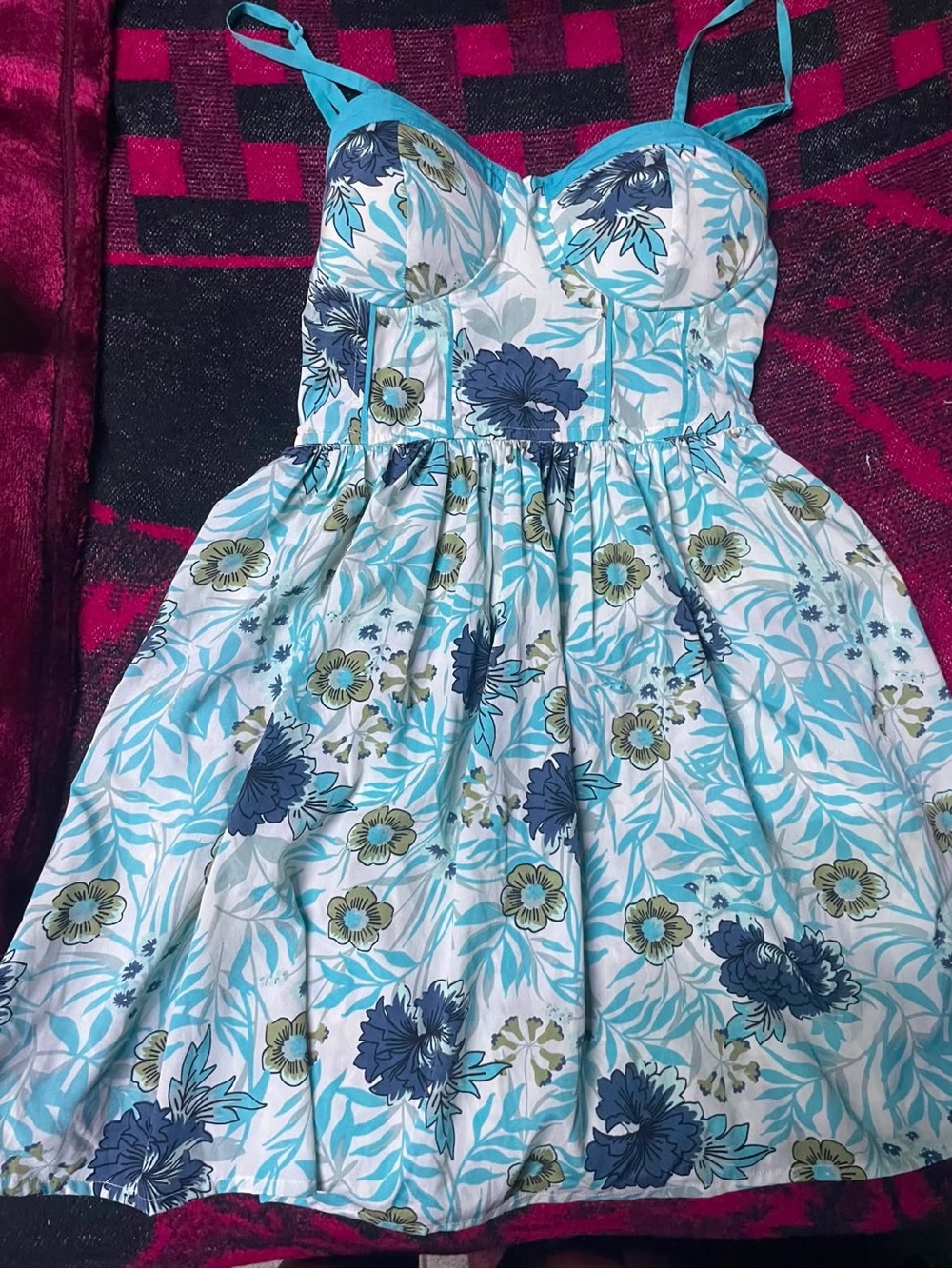 Blue Floral Sundress with Adjustable Straps